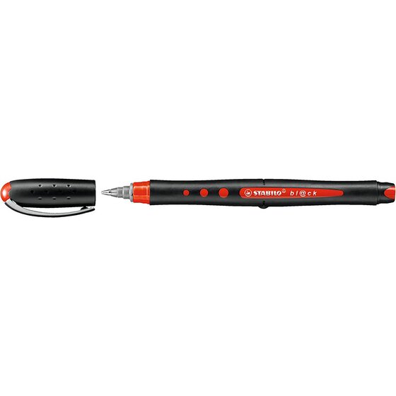 STABILO Bl@Ck Rollerball Pen – Red Ink, Box of 10 (0.4mm Nib)