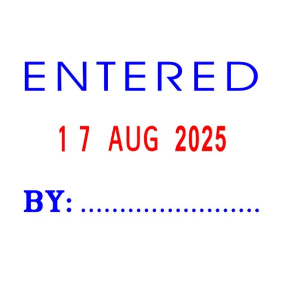DESKMATE Self-Inking Dater Stamp – 'Entered & Date' Blue/Red