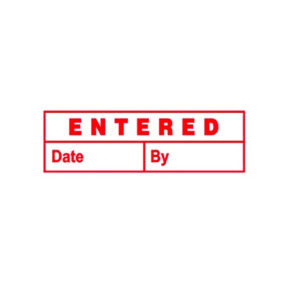 DESKMATE Pre-Inked Office Stamp – Entered (Date & By) – Red Ink