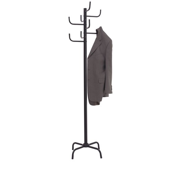 Jastek Coat Rack – Black Steel Tube, 8 Hooks | Office & Home Entryway