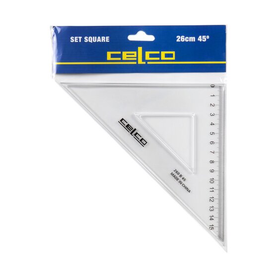 Celco 45° Set Square 26cm Clear