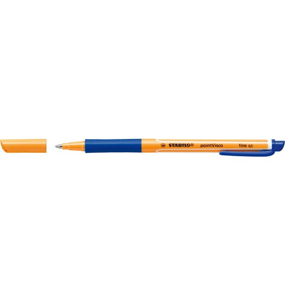 STABILO Point Visco Rollerball Pen – Blue Ink, 0.5mm Line Width – Box of 10