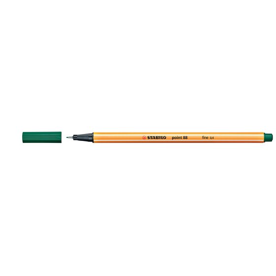 STABILO Point 88 Fineliner Pen – Pine Green | 0.4mm Metal Tip