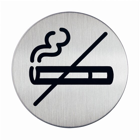 Durable Pictogram No Smoking Sign 83mm Silver – Brushed Stainless Steel