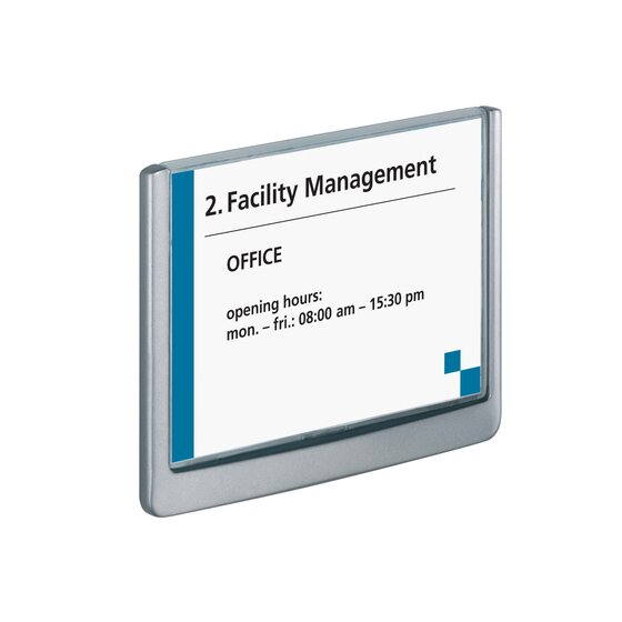 Durable Click Sign 149 x 105.5mm – Grey Plastic Door Sign with Assembly Kit
