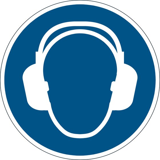 Durable Floor Marking Sign – Use Ear Protection, Blue, 430mm