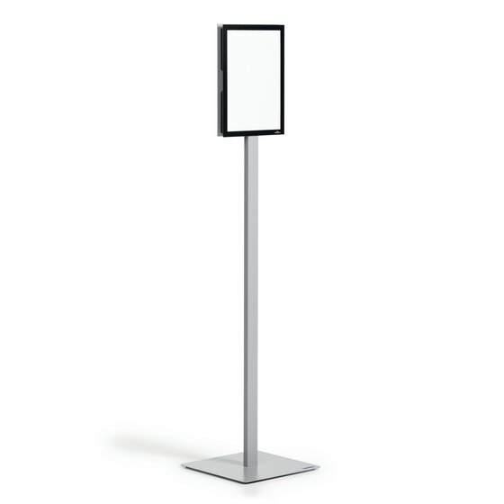 Durable Info Stand Floor Basic A4 – Double-Sided, Silver Finish