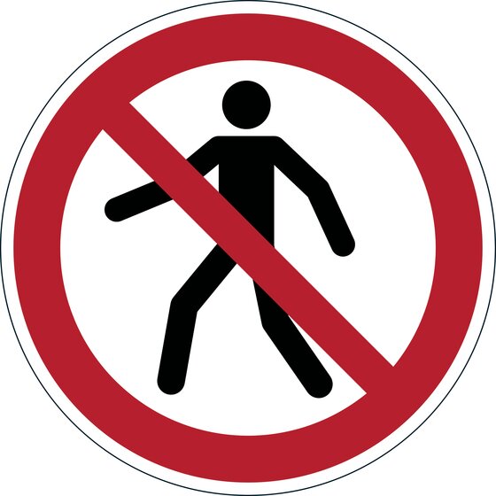 Durable Floor Marking Sign – Permanent Pedestrian Prohibited, 430mm, Red
