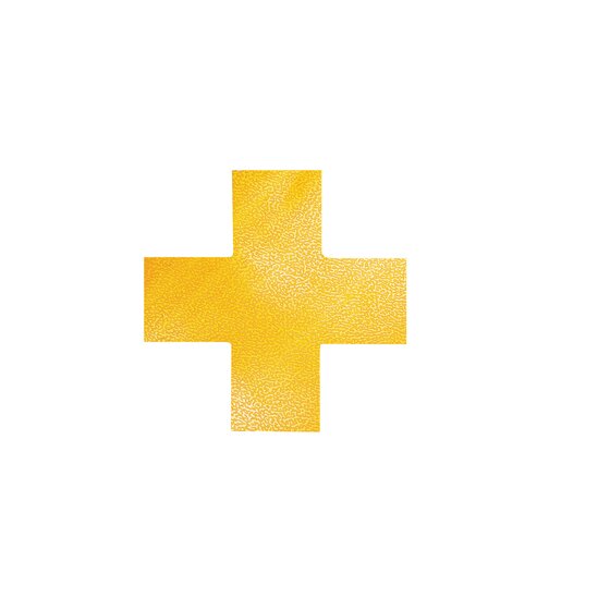 Durable Floor Marking Shape – Cross, Yellow, Pack of 10 (Self-Adhesive)