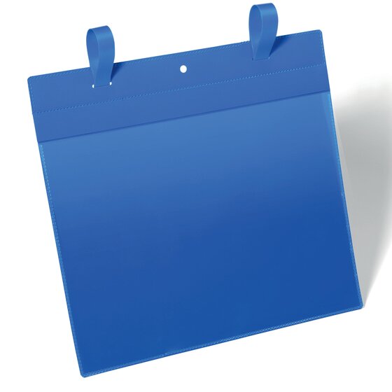 Durable Logistic Pockets with Fastening Straps – A4 Landscape (Pack of 50, Blue)