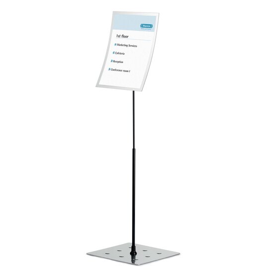 Durable Duraview Floor Stand A3 – Silver, Height-Adjustable Display with Magnetic Frame