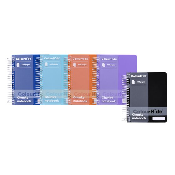 ColourHide Chunky Notebook – 400 Pages, Spiral Bound, Assorted Colours
