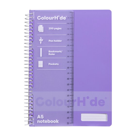 Colourhide A5 Notebook – 200 Pages, Lavender Cover | Easy-Tear-Out Sheets