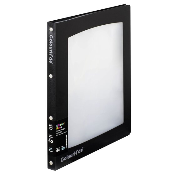 ColourHide Refillable Display Book – 20 Sheets, Black with Spine Label