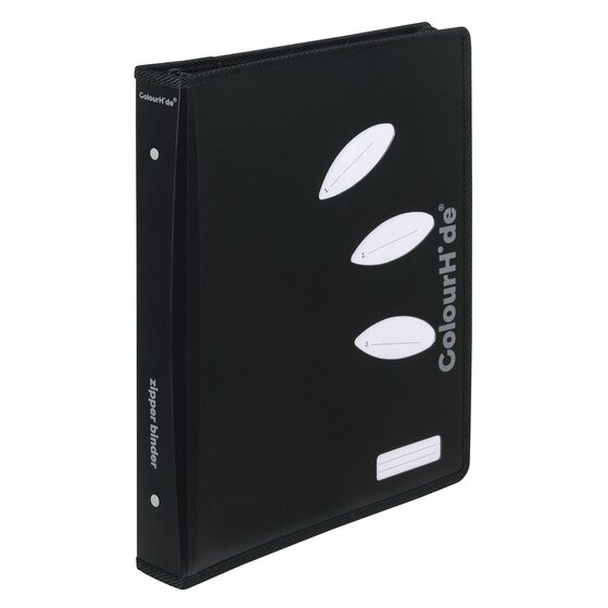 Colourhide Zipper Ring Binder – Black, A4, PP Material