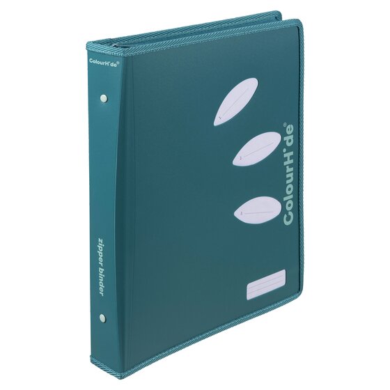 COLOURHIDE Zipper Ring Binder – Teal | A4 PP Document Folder