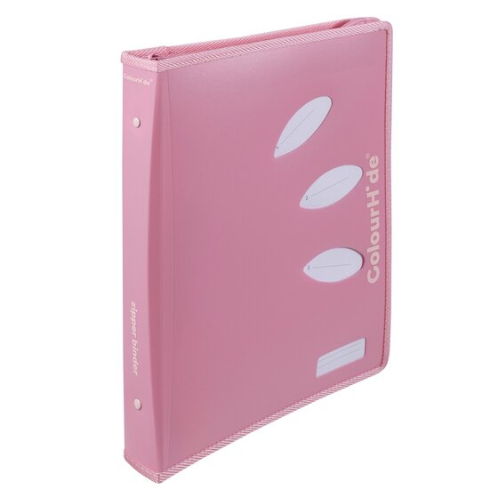 COLOURHIDE Zipper Ring Binder – Pink | A4 PP Document Folder