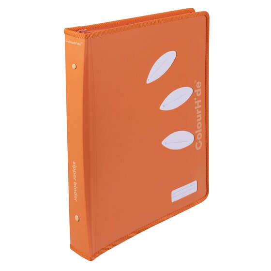 COLOURHIDE Zipper Ring Binder – Tangerine Orange | A4 PP Document Folder