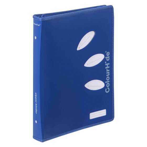 Colourhide Zipper Ring Binder – A4, Classic Blue, Polypropylene