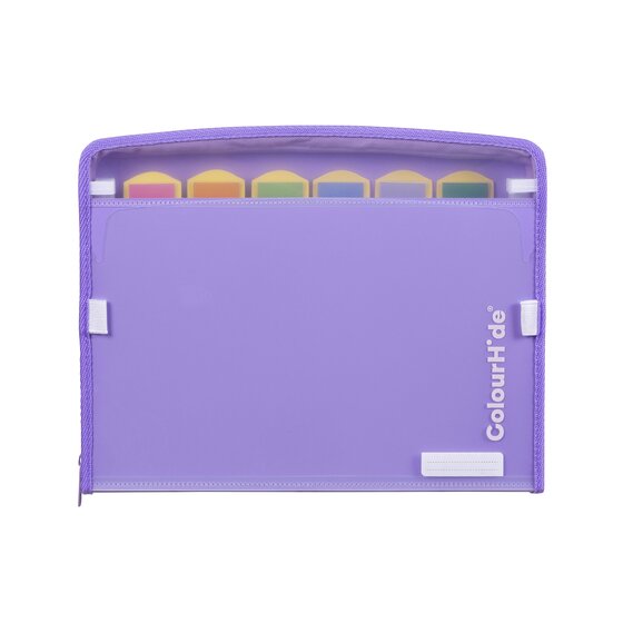 Colourhide Expanding File Zip It – PP, 9 Pockets, Lavender, Pen Holder Loop