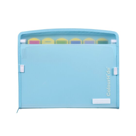 COLOURHIDE Zip It Expanding File – Sky Blue – 10 Pockets with Pull-Up Tabs