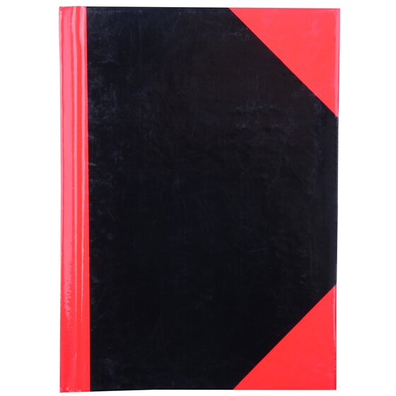 Cumberland A6 Hardcover Notebook – Red & Black Gloss, 100 Leaf Feint Ruled