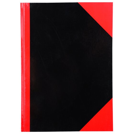 Cumberland Red & Black Gloss Hardcover Notebook – A4 150 Leaf (300 Pages) Feint Ruled