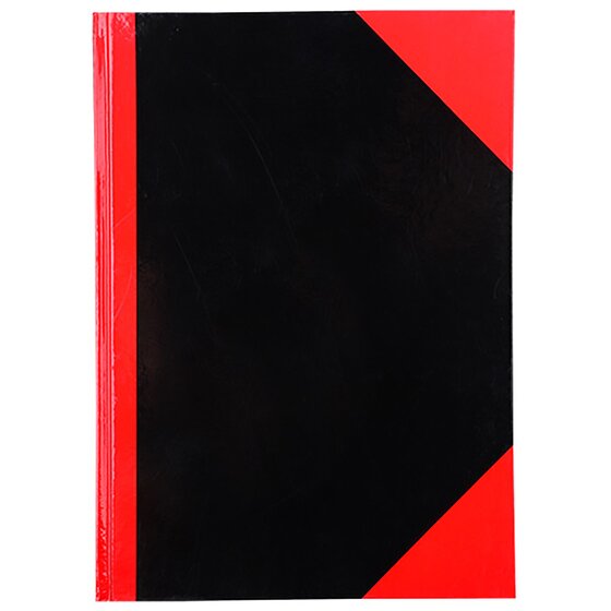 Cumberland Red & Black Gloss Hardcover Notebook – A4 200 Leaf (400 Pages) Feint Ruled