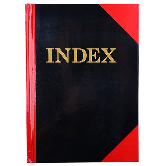 Cumberland Red & Black Gloss Hardcover Notebook A5 100 Leaf Indexed