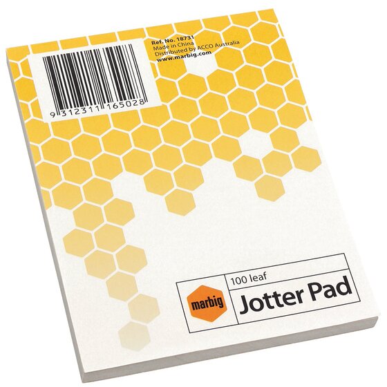 Marbig Jotter Pad – 100 x 128 mm, 100 Blank Leaves | Compact Note Pad