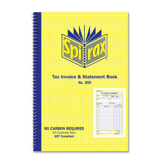 Spirax 555 Invoice & Statement Book – 207 x 144 mm | NCR Paper, Spiral Bound