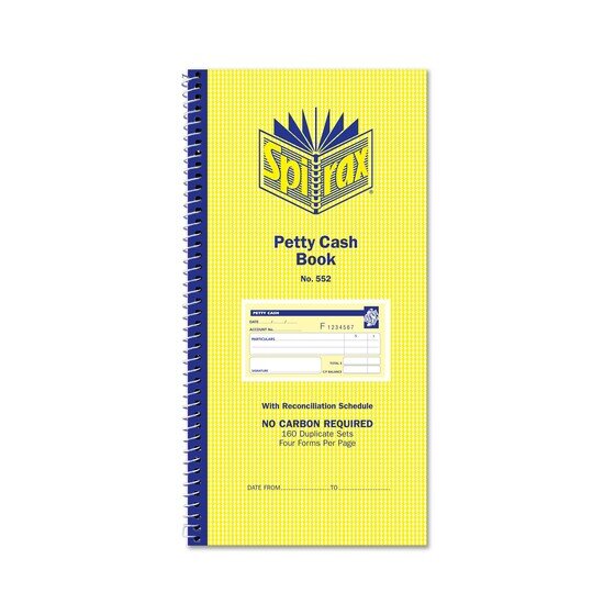 Spirax 552 Petty Cash Book 279 x 144mm Carbonless NCR
