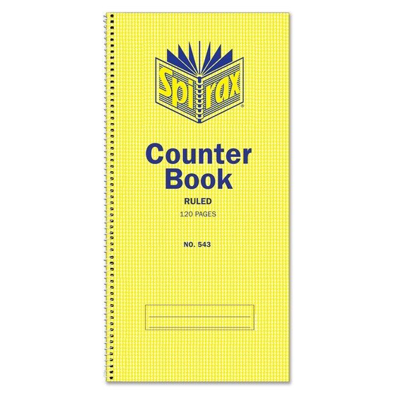 SPIRAX 543 Counter Book – Feint Ruled 8mm, 297×135mm, 120 Pages, White Spiral