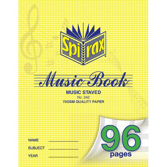 SPIRAX 242 Music Book – 96 Pages, Music Staves, 225 x 175mm