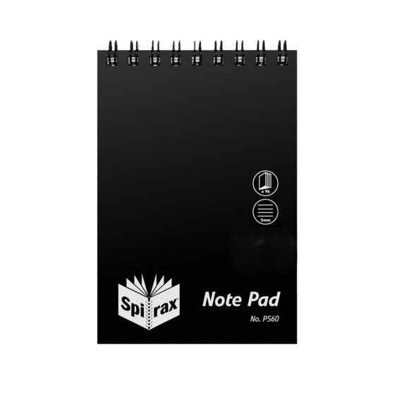 SPIRAX P560 Polypropylene Notebook 112 x 77mm – 96 Pages, Black