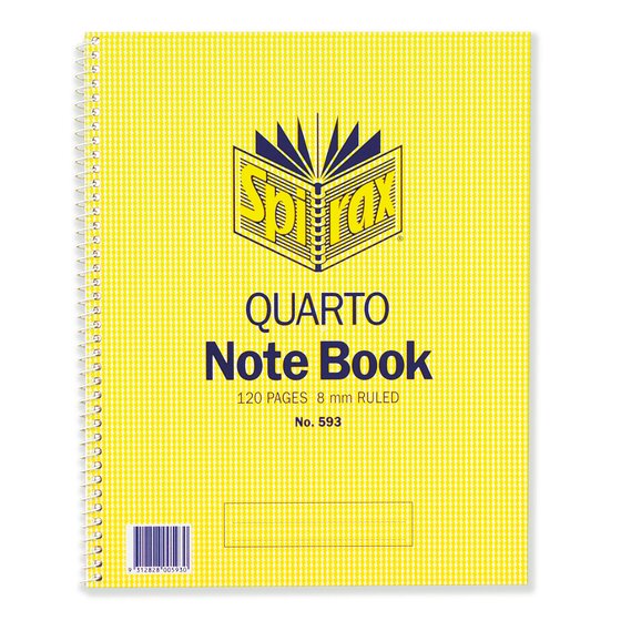 SPIRAX 593 Notebook Quarto 252x200mm | 120 Pages | Spiral Bound