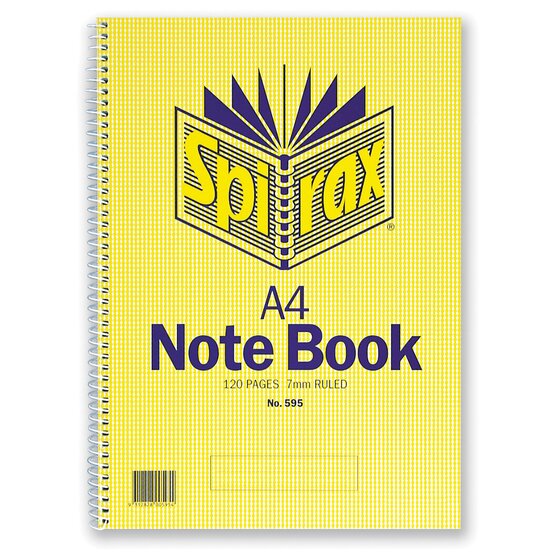 SPIRAX 595 Notebook – A4, 120 Pages, 7mm Ruled, Side-Bound Spiral with Pocket