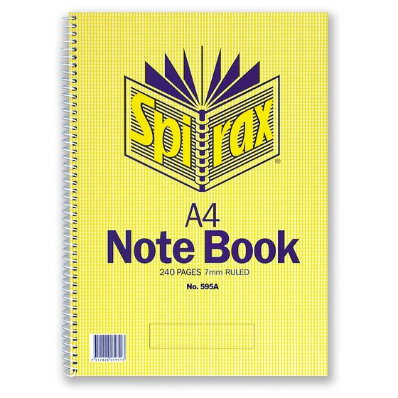 SPIRAX 595A Notebook – A4, 240 Pages, 7mm Ruled, Side-Bound Spiral