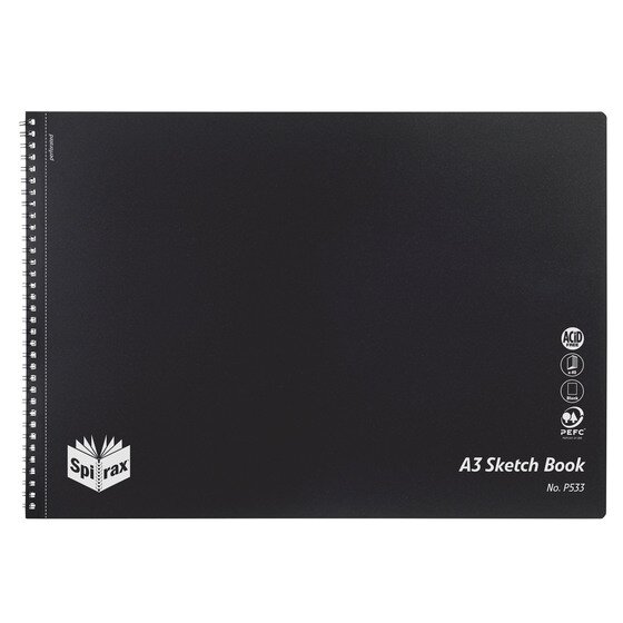 SPIRAX P533 A3 Sketch Book – 40 Pages, 110gsm Acid-Free Cartridge Paper, Side-Bound