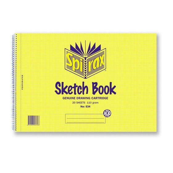 SPIRAX 534 A4 Sketch Book – 20 Leaf / 40 Pages, Spiral Bound, Perforated Pages