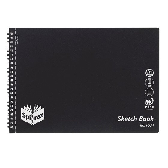 Spirax P534 PP Sketch Book A4 40 Pages Black Wire Bound