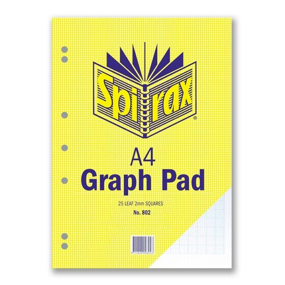 SPIRAX 802 Graph Pad – 2mm Grid, A4, 25 Leaf