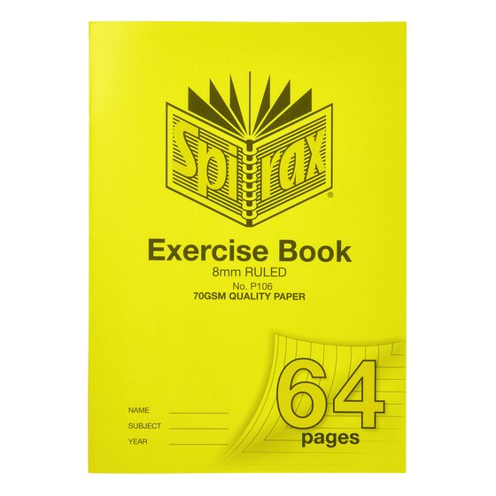 SPIRAX P106 Exercise Book – A4, 8mm Ruled, 64 Pages, Polypropylene Cover