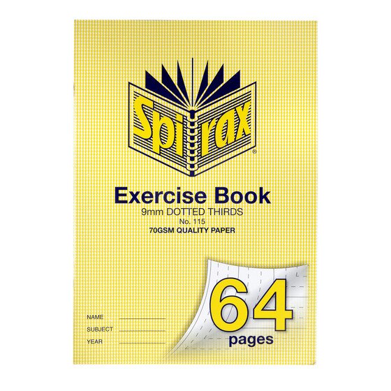 SPIRAX 115 Exercise Book A4 64 Page 9mm Dotted Thirds – Staple Bound, 70gsm Paper