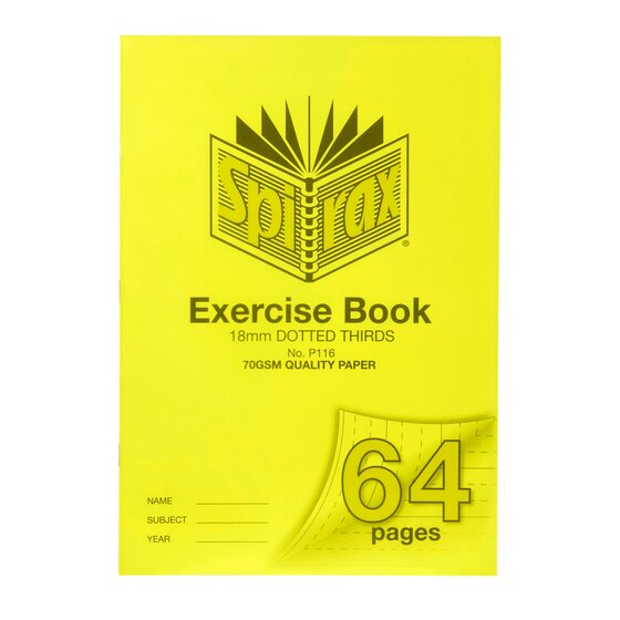 SPIRAX P116 Exercise Book – A4, 64 Pages, 18mm Dotted Thirds, Polypropylene Cover