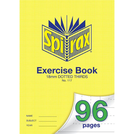 SPIRAX 117 Exercise Book – 96 Pages, A4, 18mm Dotted Thirds, Stapled Binding