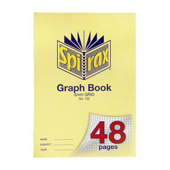Spirax 132 Graph Book A4 48 Pages 5mm Grid – Stapled, 70gsm Paper