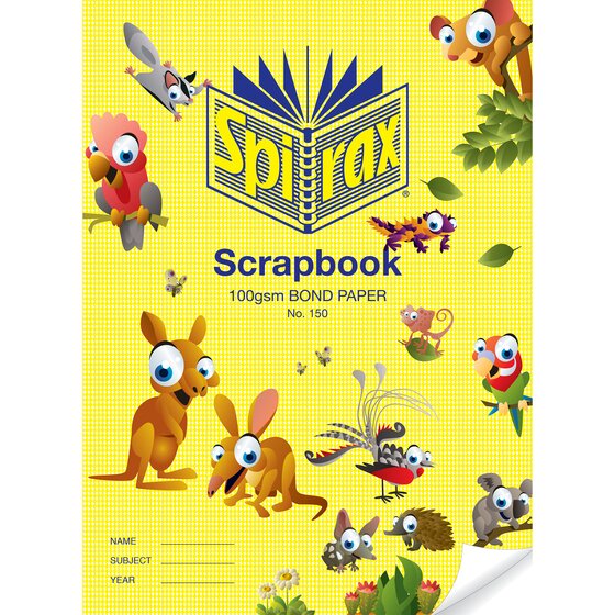 Spirax 150 Scrapbook – 64 Pages, 335 x 245mm, 100GSM Paper with Australian Native Animal Cover
