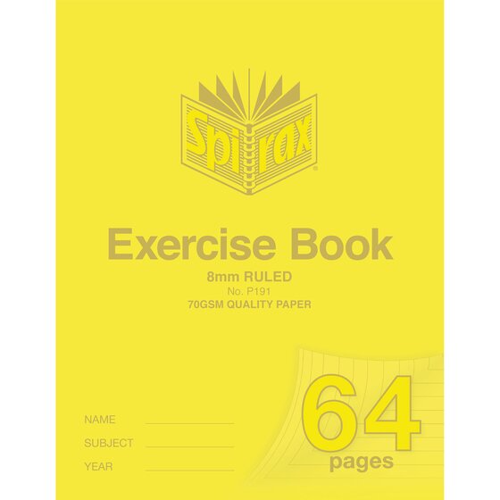 Spirax P191 Exercise Book – 225×175mm, 8mm Ruled, 64 Pages