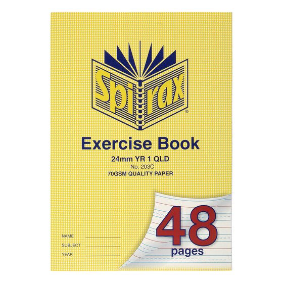 Spirax Exercise Book QLD Ruling Year 1 – 24mm Lines, 48 Pages, A4
